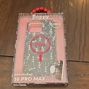 xo Poppy Black Skeleton iPhone 16 Pro Max Case